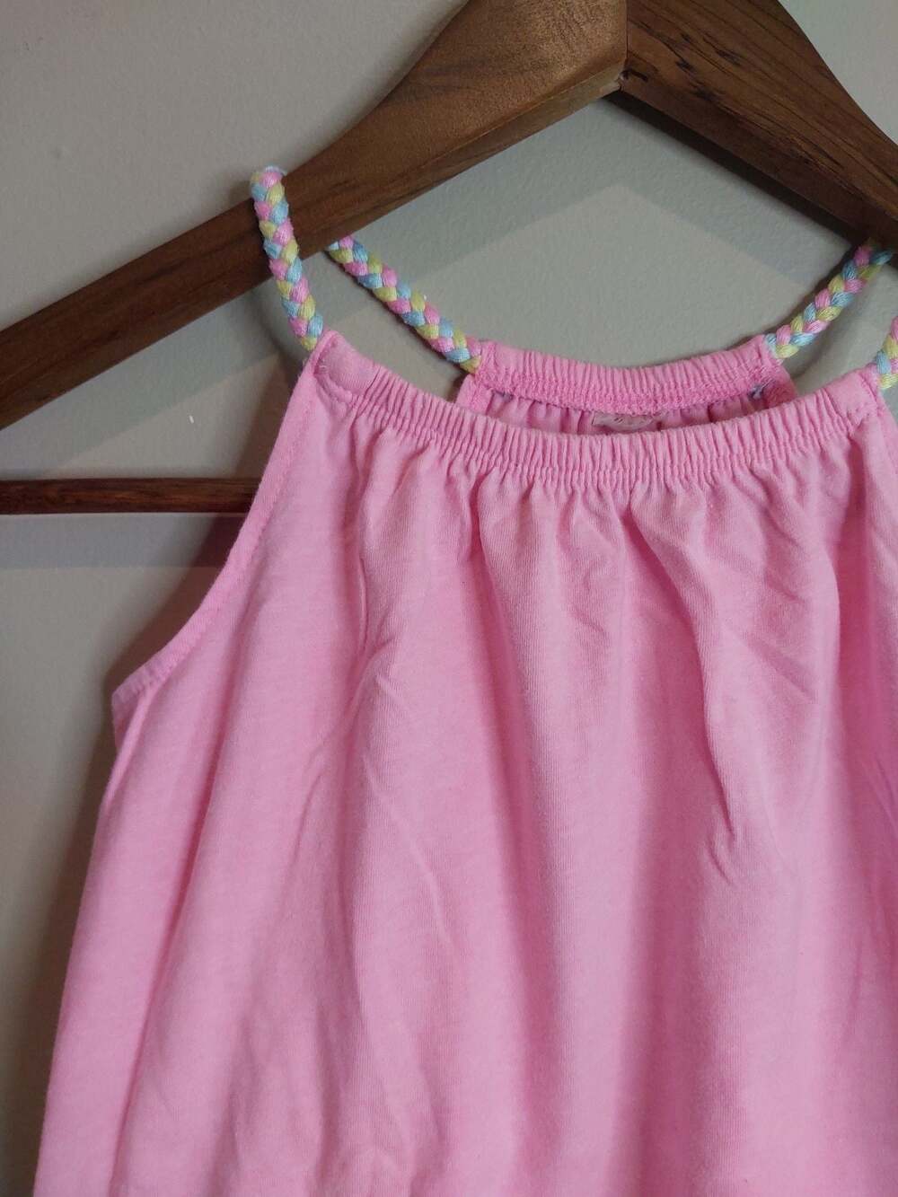 OshKosh B'gosh Girls Pink Sleeveless Braided Strap Tank Top Size 7